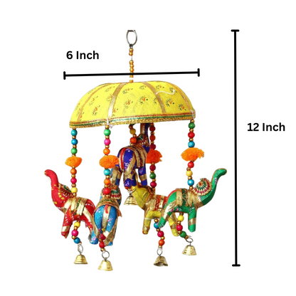 Wooden Elephant Tokri Jhoomar  Decor