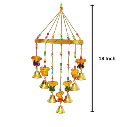Wooden Ganesha Bells Wall Hangings Door Decorative set of two pc