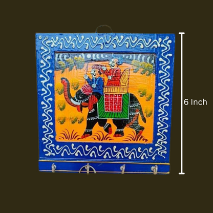 Wooden Hand Painted Blue key Holder 4
