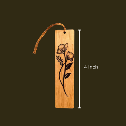 Wooden Hand Painted Flower Bookmark set of five
