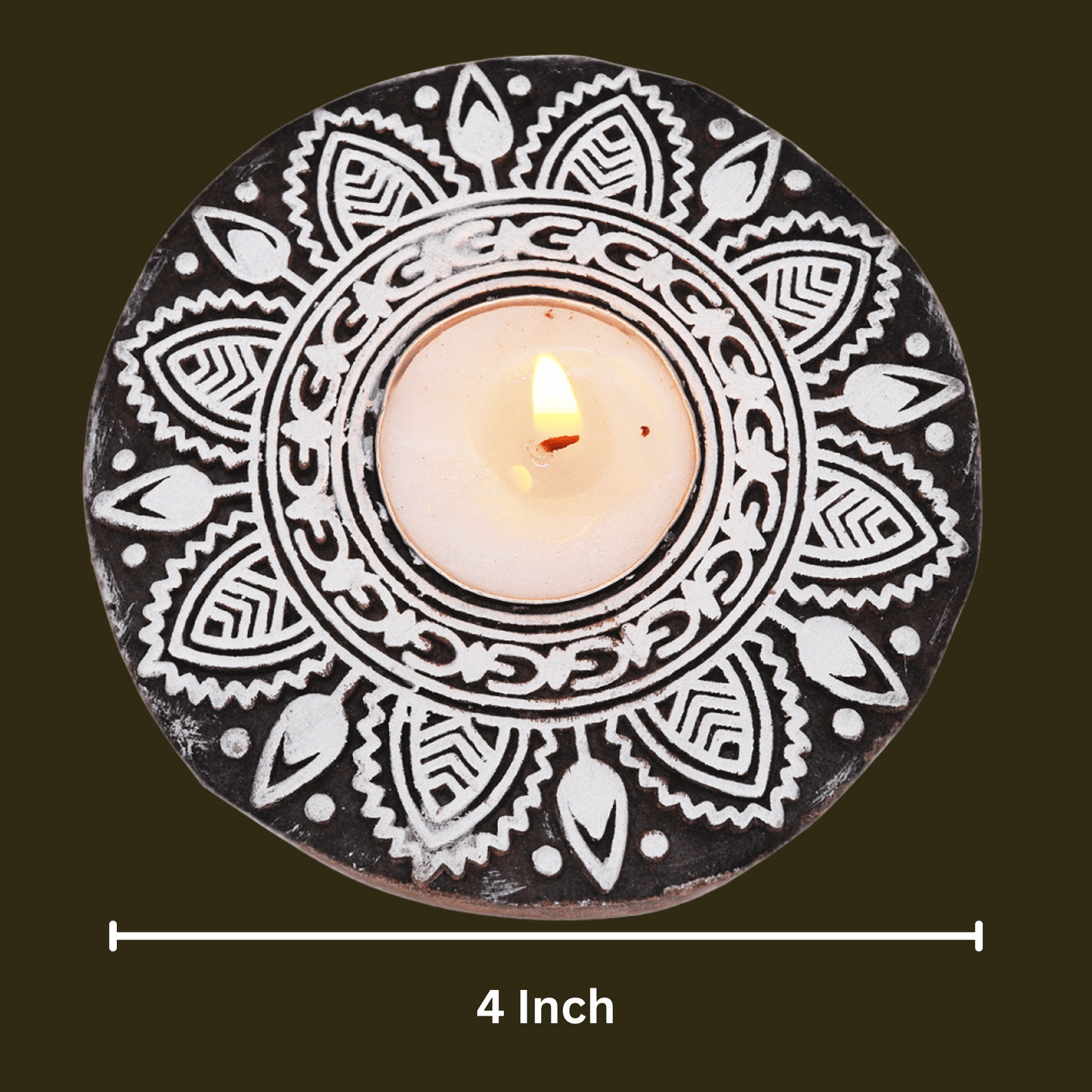 Wooden Hand Round Shape Diya pair