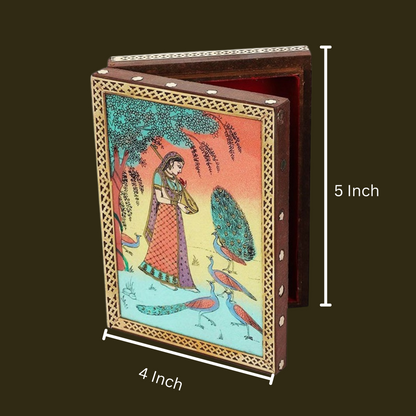 Wooden Jewellery Box With Gemstone Painting 5x7 Inch