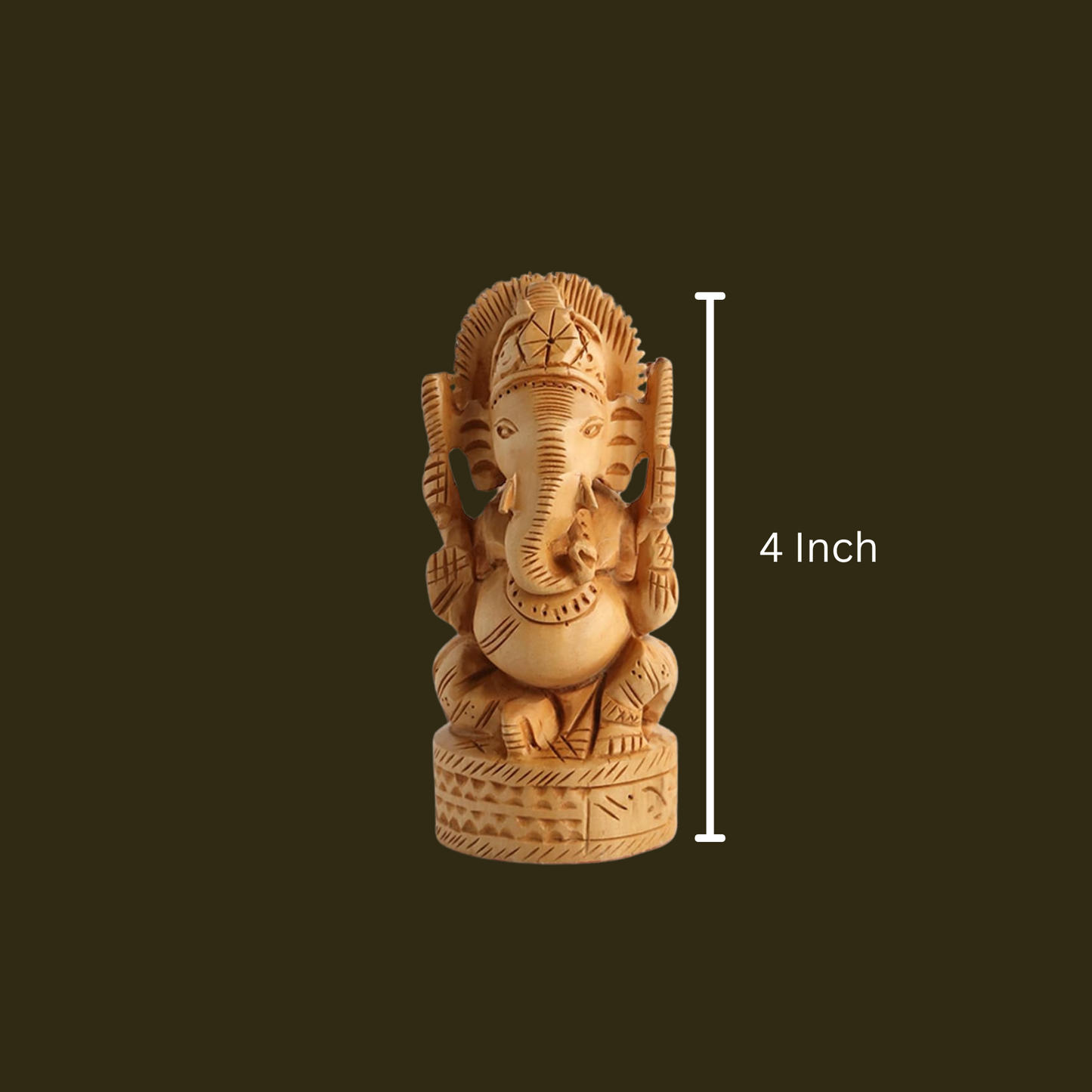 Wooden Lord Ganesh Sitting Statue Home Decor