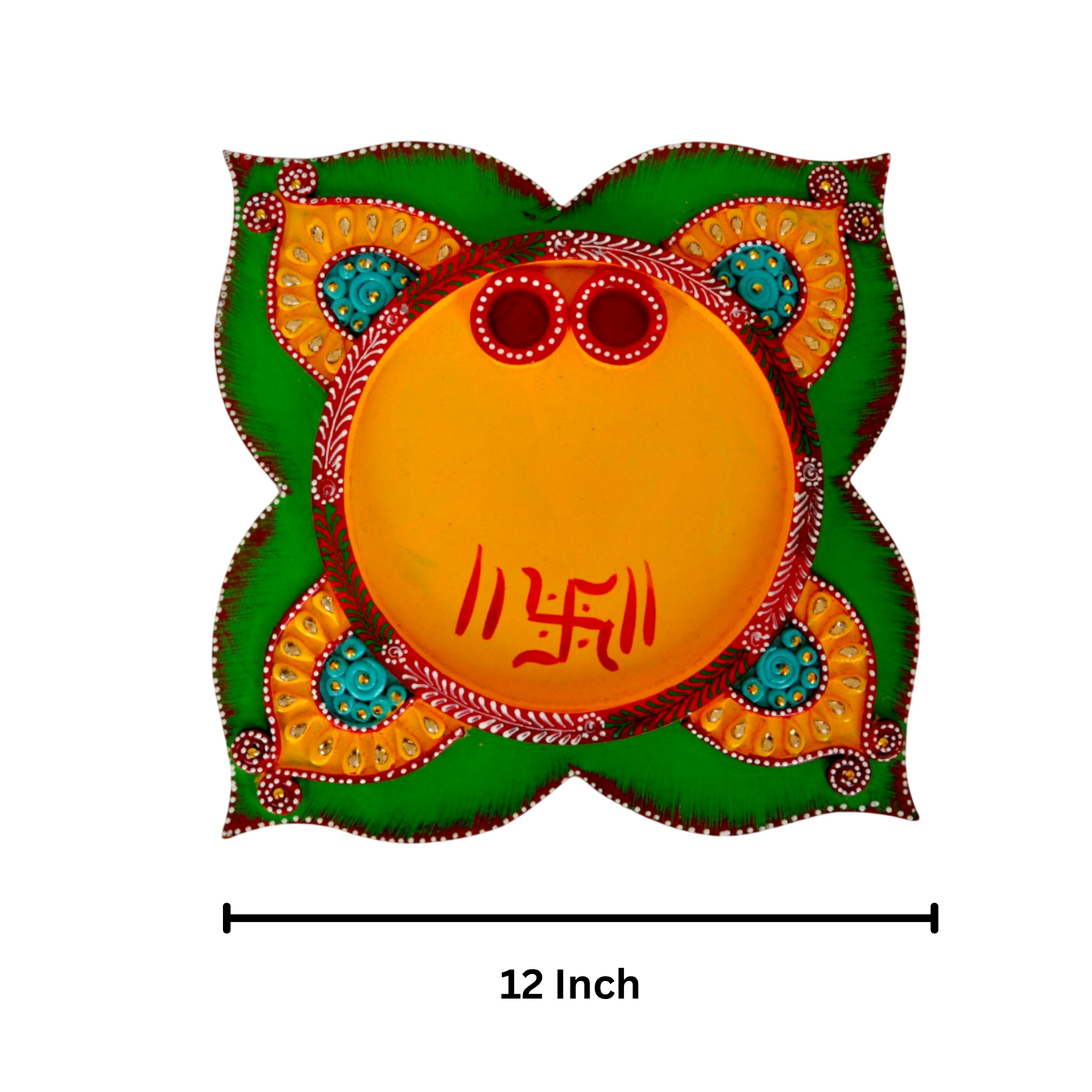 Wooden Pooja Thali With Decorative