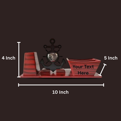 Wooden Red Designer Pen Stand For Office Set of 50