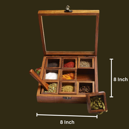 Wooden Table Top Spice Box