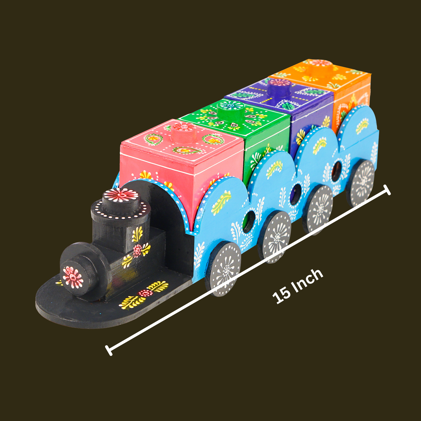 Wooden Train Shape Dry Fruit Holder 4 Box