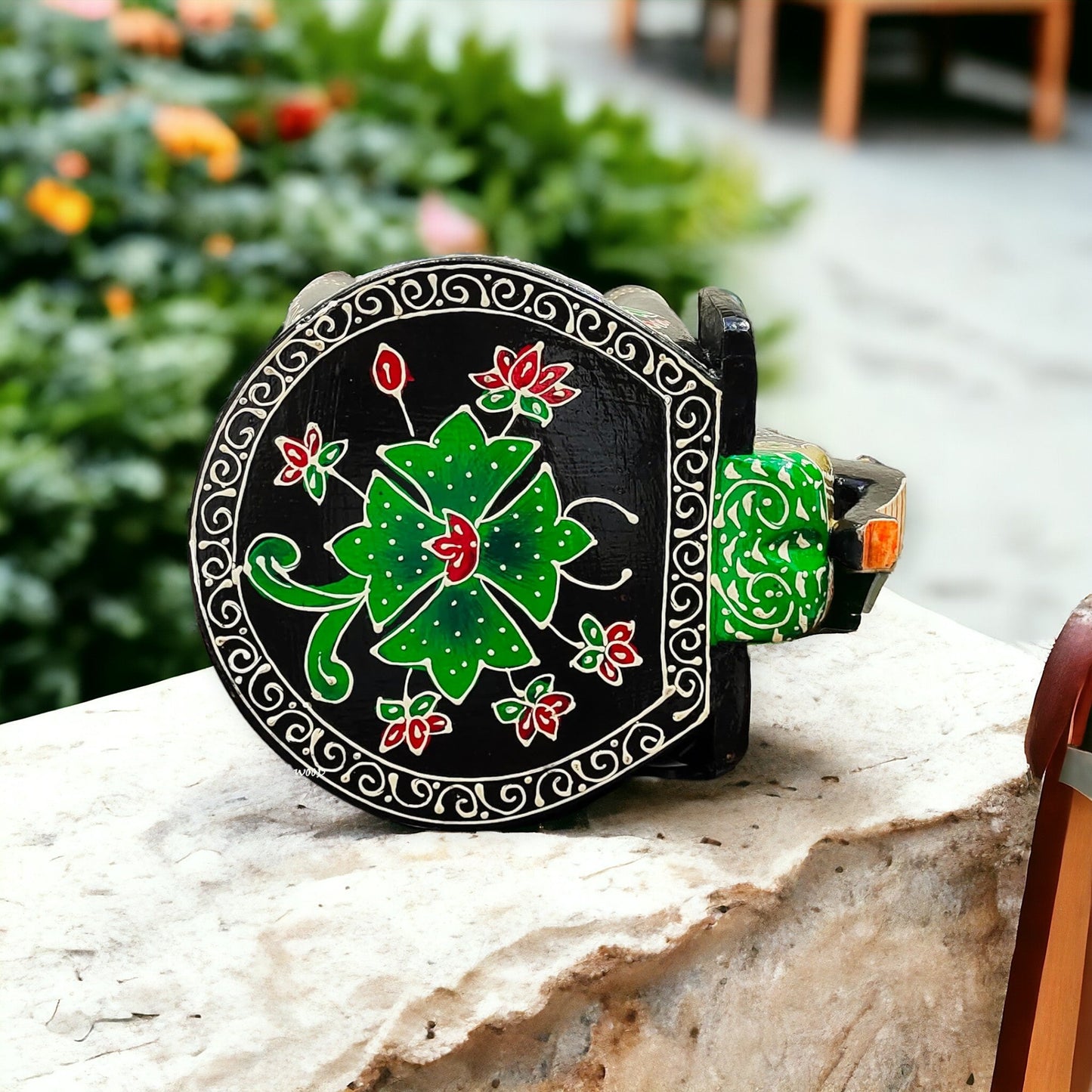 Wooden Elephant Stool Pooja Stool/ Side Table 8 Inch