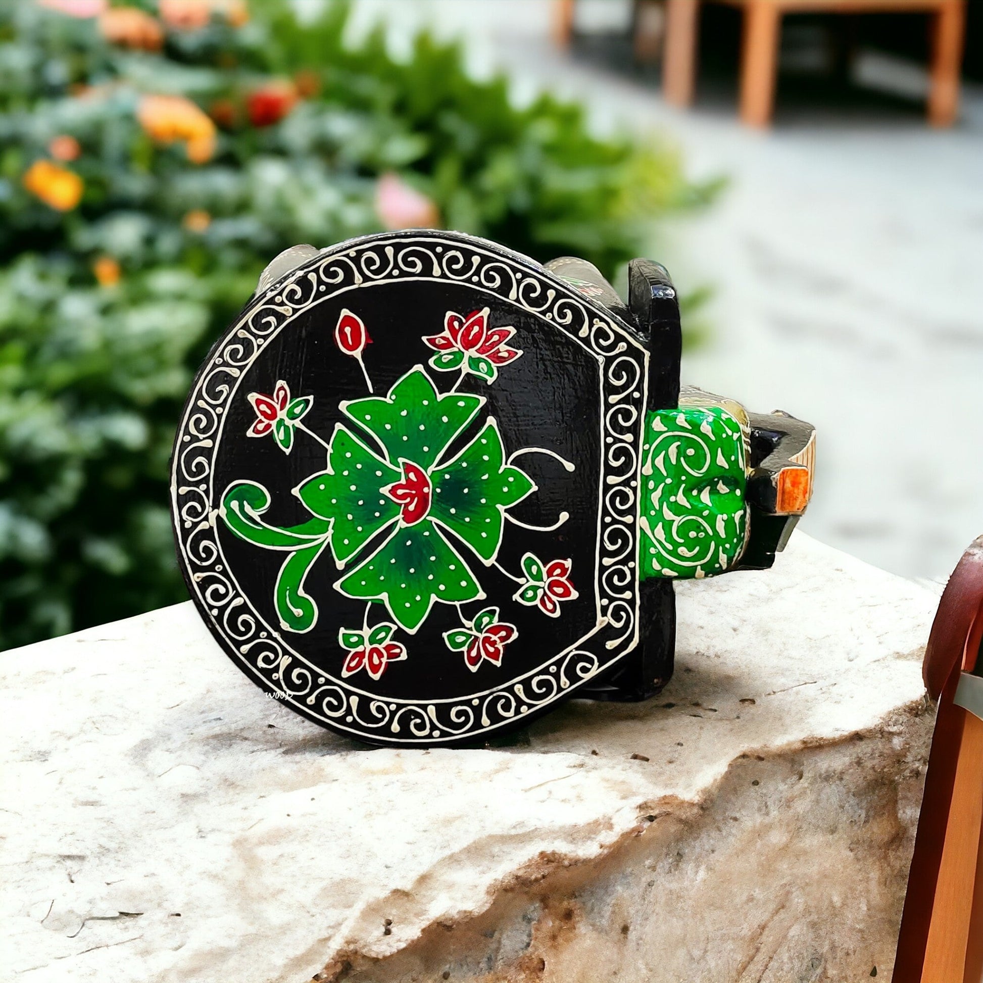 Wooden Elephant Stool Pooja Stool/ Side Table 8 Inch