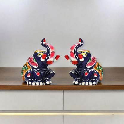 Matel Small Elephant Sitting For Showpiece