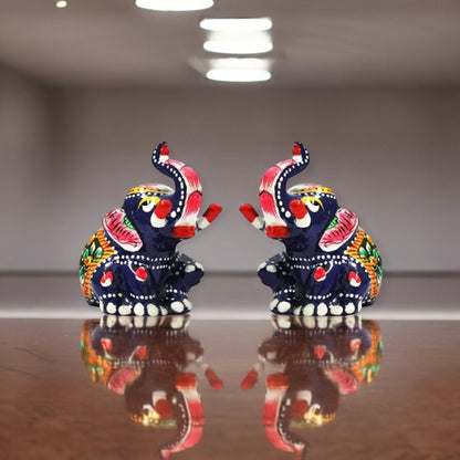 Matel Small Elephant Sitting For Showpiece