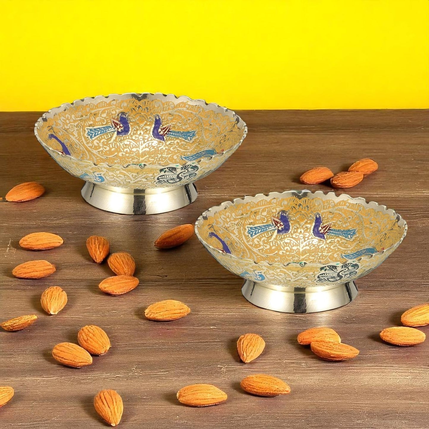 Beautiful Brass Dry Fruit Bowl Bidri Work Decorative set of 2 pc