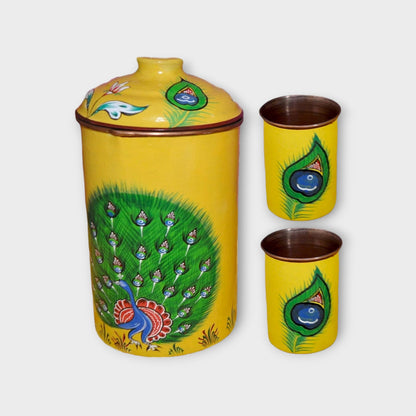 Copper Jug Printed With Copper 6 Glass Set