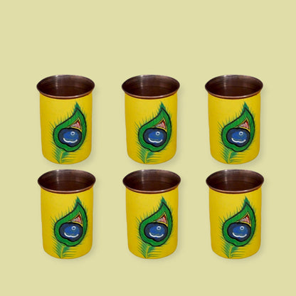 Copper Jug Printed With Copper 6 Glass Set