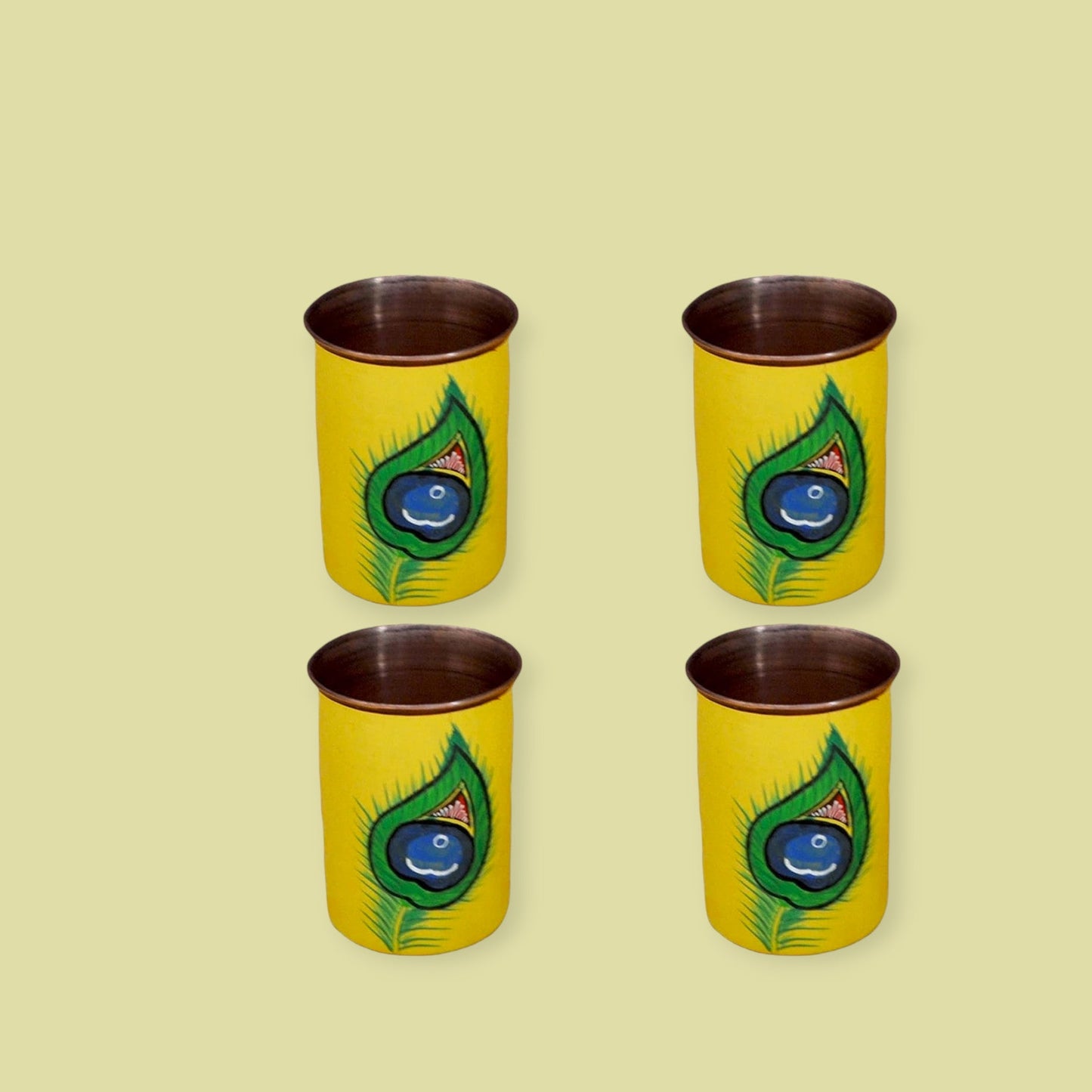 Copper Jug Printed With Copper 6 Glass Set