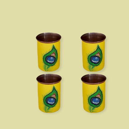 Copper Jug Printed With Copper 6 Glass Set