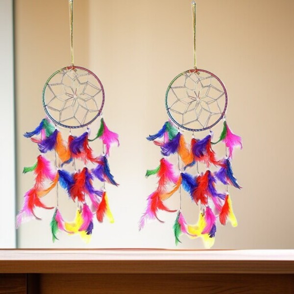 Beautifull Dream Catcher Jhoomer Wall Hanging Multi Color - 8X22 Inch set of 2
