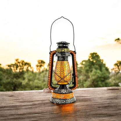 Beautiful Traditional Painting Hanging Lalten/lantern With Electronic Holder-Gold