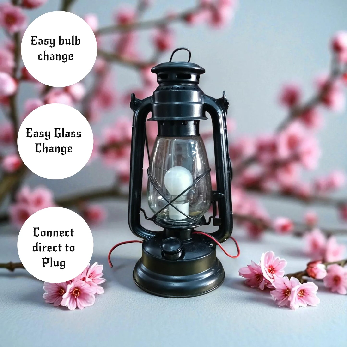 Beautiful Traditional Painting Hanging Lalten/lantern With Electronic Holder-Black