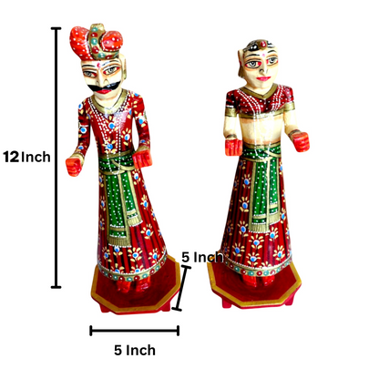 Wooden Hand Painted Rajasthani Gangaur Doll Set