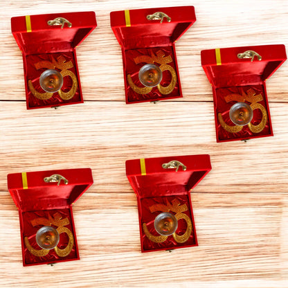 Brass Gold Silver Plated Om Diya With Velvet Box