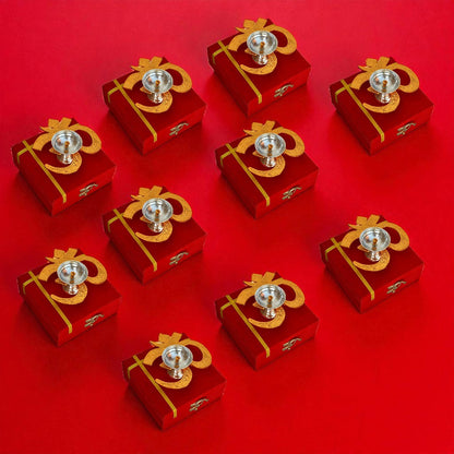 Brass Gold Silver Plated Om Diya With Velvet Box