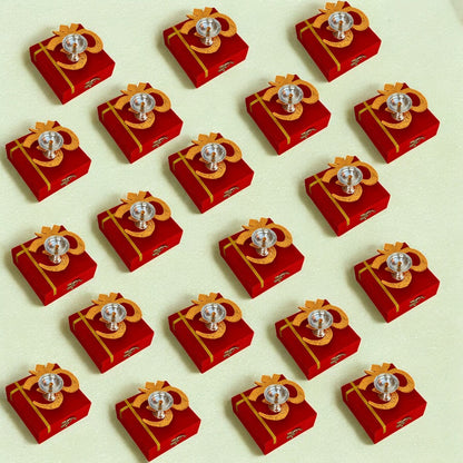 Brass Gold Silver Plated Om Diya With Velvet Box