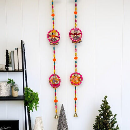 Wooden Puppets With Rings Hanging Door set of 2 pc