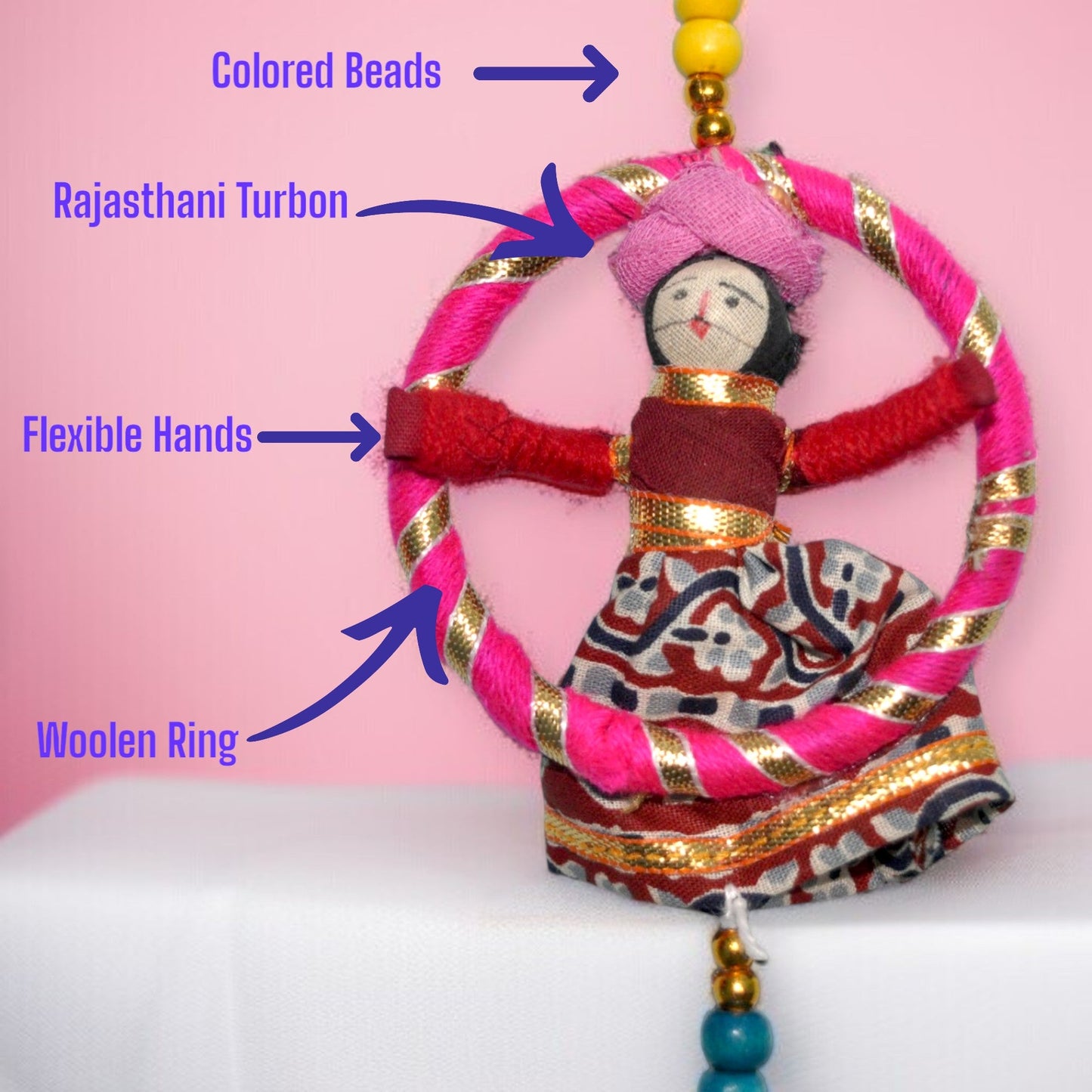 Wooden Puppets With Rings Hanging Door set of 2 pc