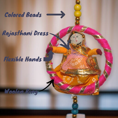 Wooden Puppets With Rings Hanging Door set of 2 pc