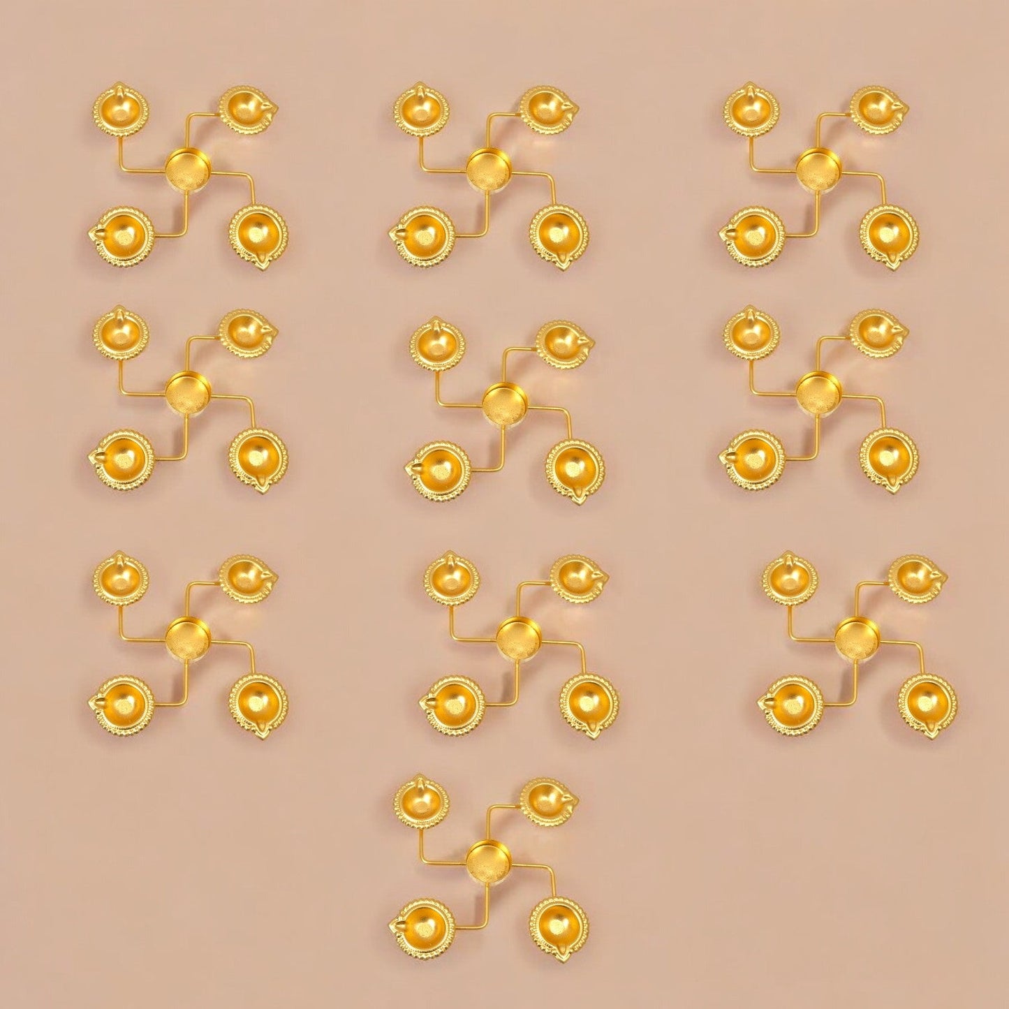 Diwali Antique Swastik Brass Diya