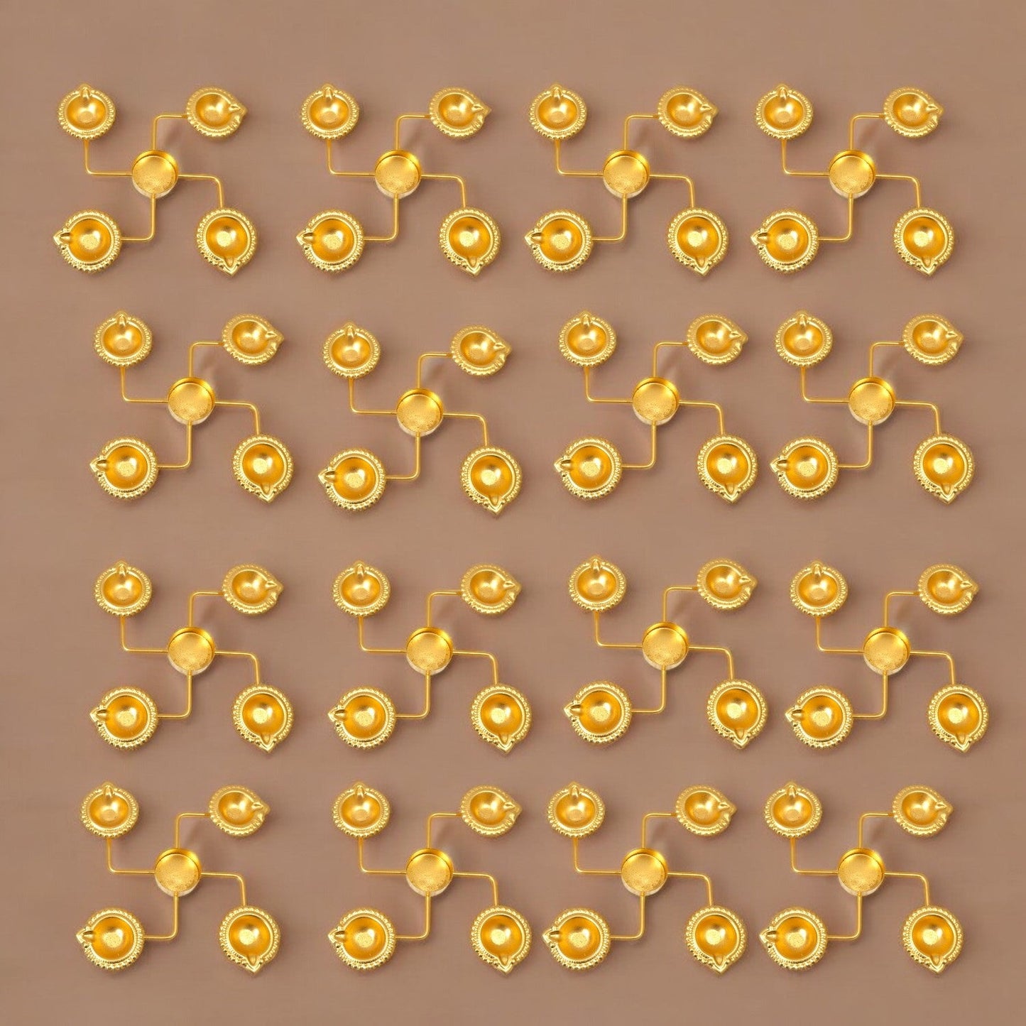 Diwali Antique Swastik Brass Diya