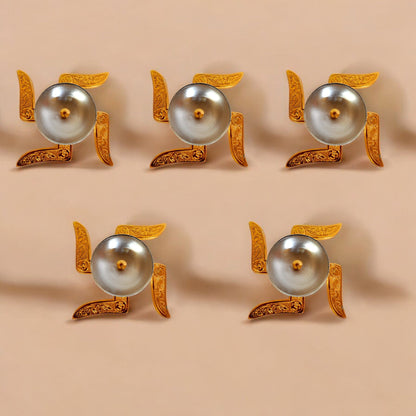 Brass Swastik Diya with Velvet Box