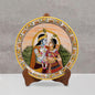 Marbel Round Radha Krishan Plate With Wood Stand
