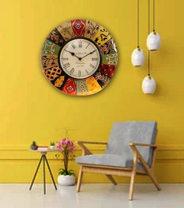 Wooden Wall Clock Multicolored - 12 inch