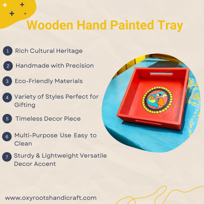 Wooden Hand Painted Serving Tray  - Bird Design